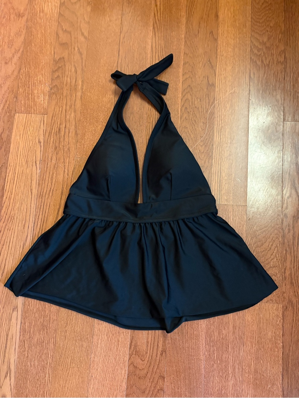 J. Crew Black Halter Peplum Tankini Top. Size Small